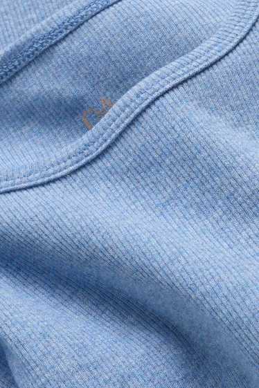 Donna - T-shirt - slim fit - a coste - blu