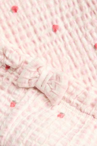 Baby: meisjes - Aardbei - short van mousseline - roze