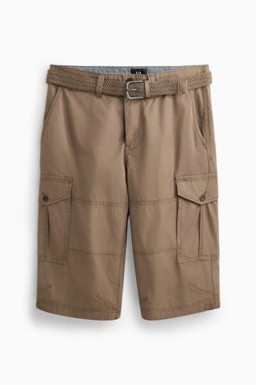 Herren - Cargo-Bermudas mit Gürtel - braun