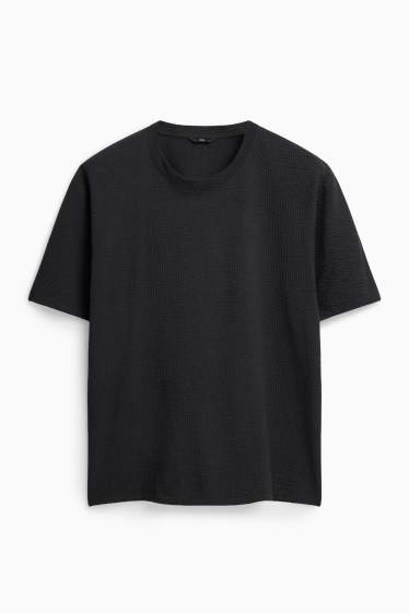 Herren - T-Shirt - Reguar Fit - strukturiert - schwarz