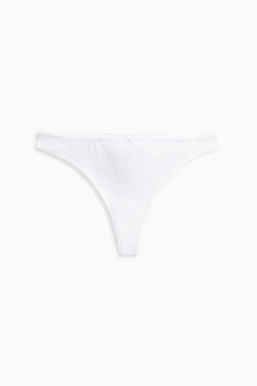 Femmes - String en pointelle - blanc