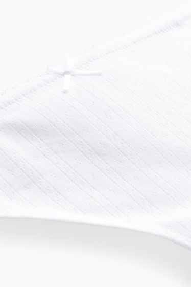 Femmes - String en pointelle - blanc