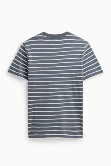Men - T-shirt - regular fit - striped - gray