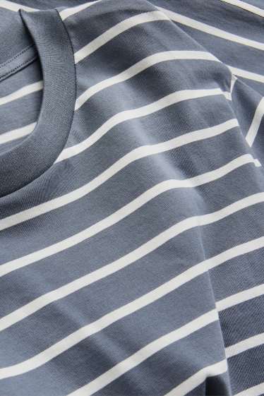 Men - T-shirt - regular fit - striped - gray