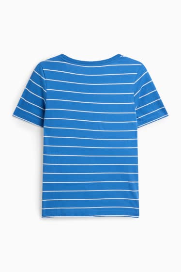 Women - V-neck T-shirt - regular fit - striped - blue