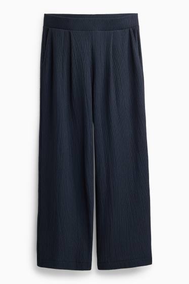 Femmes - Pantalon de jogging - texturé - bleu foncé