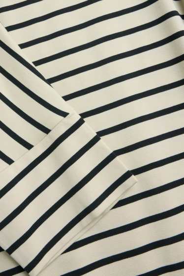 Damen - Langarmshirt - Regular Fit - gestreift - weiss / schwarz