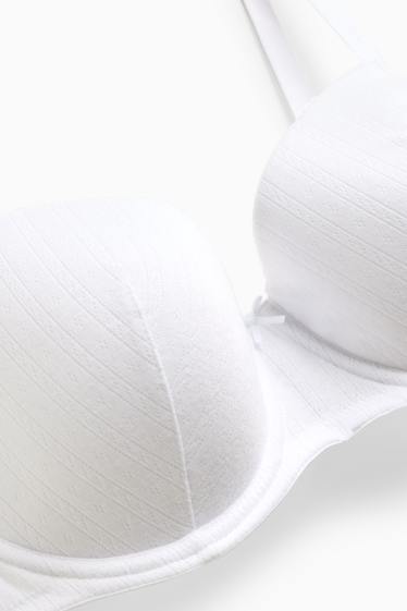 Femmes - Soutien-gorge en pointelle avec armatures - DEMI - ampliforme - blanc