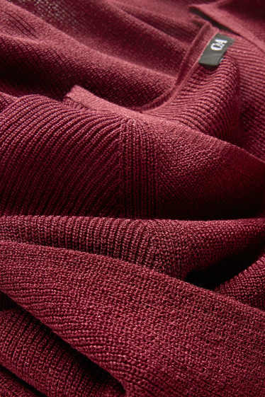 Damen - Strickpullover - kurzarm - Glanz-Effekt - dunkelrot