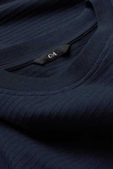 Herren - T-Shirt - Regular Fit - gerippt - blau