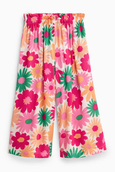 Kinder Mädchen - Blume - Stoffhose - rosa