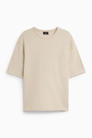 Herren - T-Shirt - Relaxed Fit - strukturiert - beige