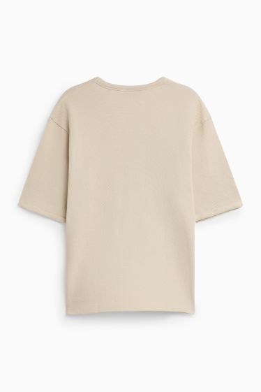 Herren - T-Shirt - Relaxed Fit - strukturiert - beige