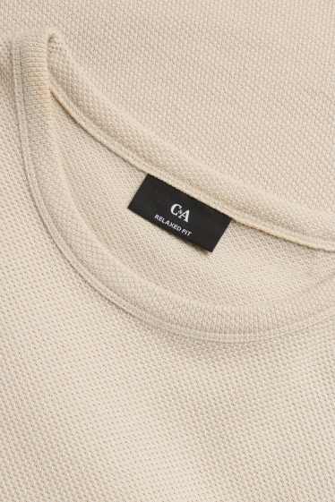 Herren - T-Shirt - Relaxed Fit - strukturiert - beige