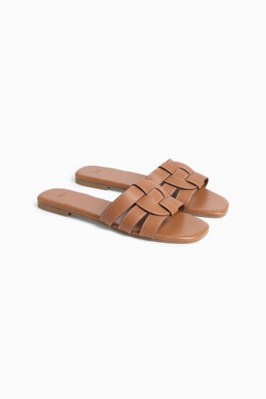 Damen - Sandalen - Lederimitat - braun
