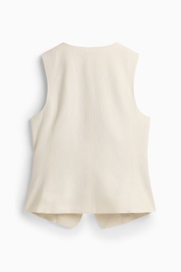 Dames - Business-gilet - getailleerd - linnenmix - crèmekleurig