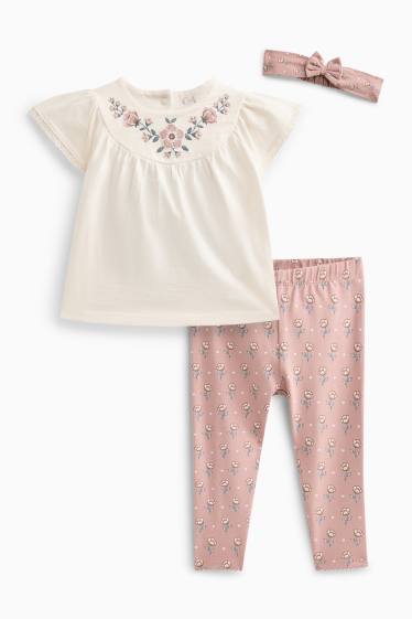 Nadó nena - Floretes - conjunt per a nadó - 3 peces - blanc/rosa