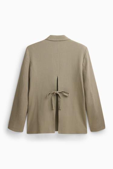 Damen - Blazer mit Leinen-Anteil - Relaxed Fit - khaki
