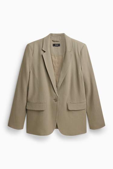 Damen - Blazer mit Leinen-Anteil - Relaxed Fit - khaki