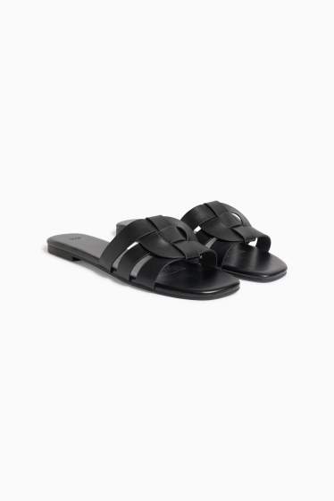 Women - Sandals - faux leather - black