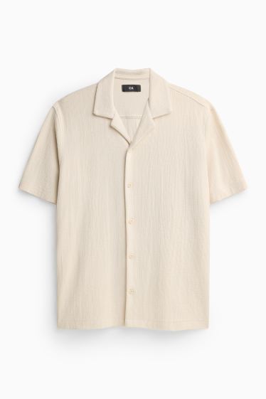 Herren - Hemd - Regular Fit - Reverskragen - strukturiert - weiß