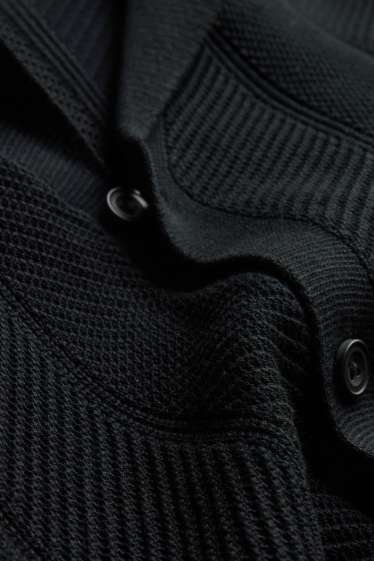 Home - Camisa de punt - regular fit - coll amb solapa - texturat - negre