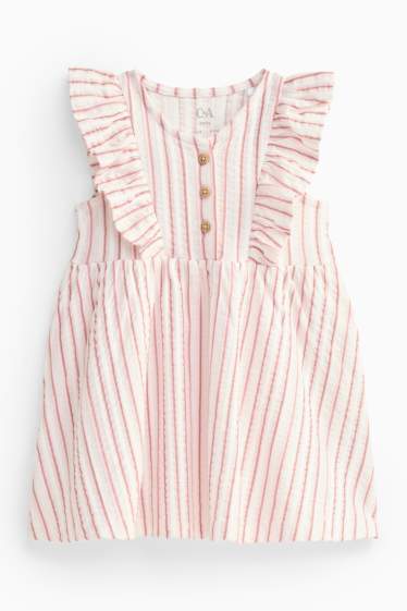 Bebeluși - fete - Rochie bebeluși - cu dungi - alb / roșu