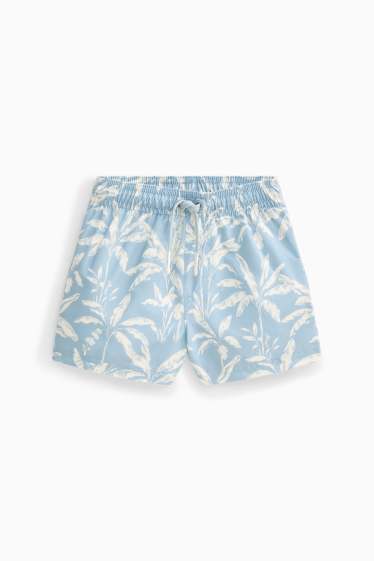 Baby: jongens - Mini Me - palmboom - zwemshort - lichtblauw