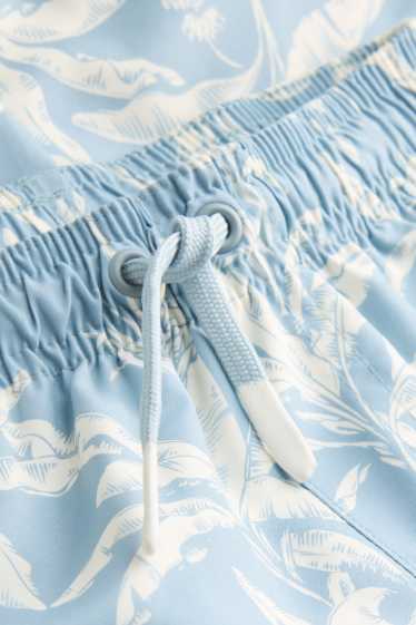 Baby: jongens - Mini Me - palmboom - zwemshort - lichtblauw