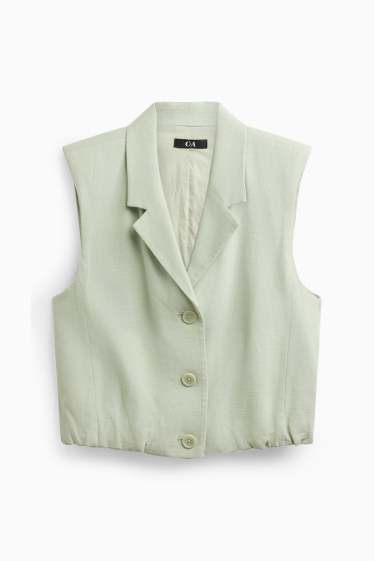 Damen - Weste mit Leinen-Anteil - tailliert - hellgrün
