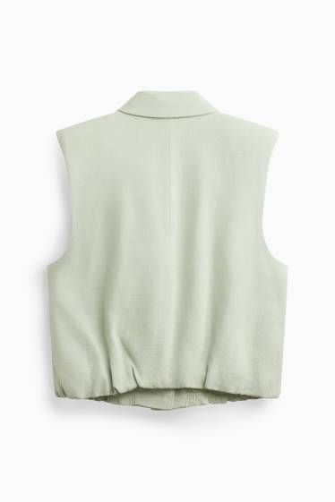 Damen - Weste mit Leinen-Anteil - tailliert - hellgrün