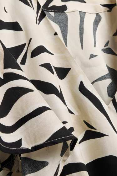 Women - V-neck blouse - patterned - black / beige