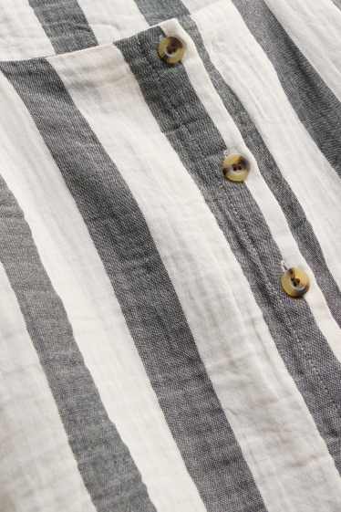 Damen - Blusentop - gestreift - weiß / grau