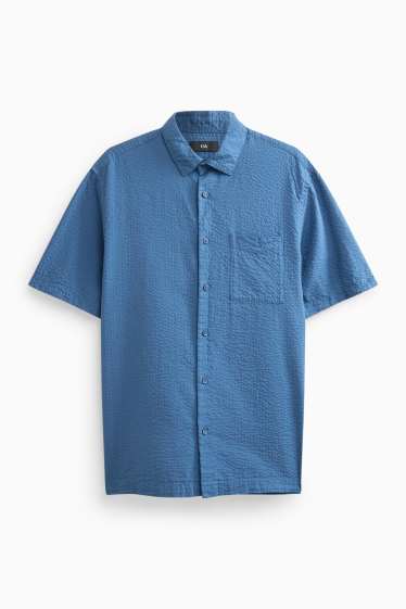 Hommes - Chemise - regular fit - col kent - bleu