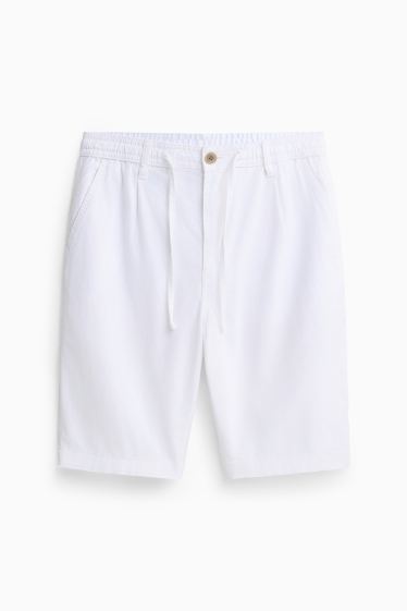 Men - Shorts - linen blend - white