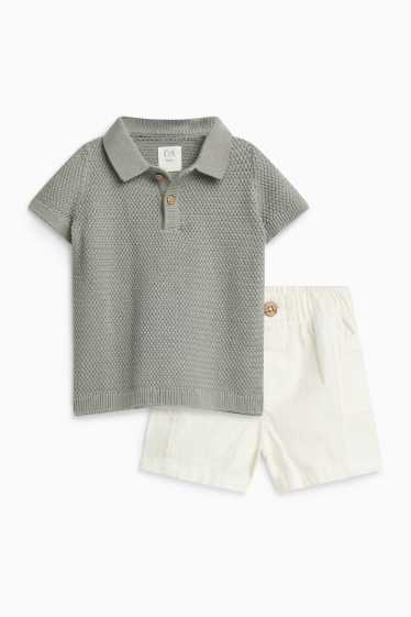 Miminka - chlapci - Outfit pro miminka - 2dílný - se vzorem - bílá/zelená