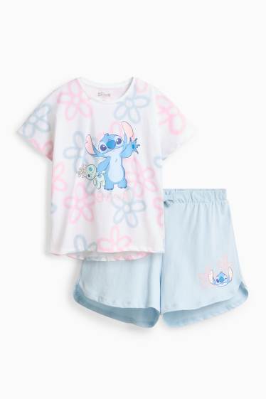 Enfants filles - Lilo & Stitch - pyjashort - 2 pièces - bleu clair