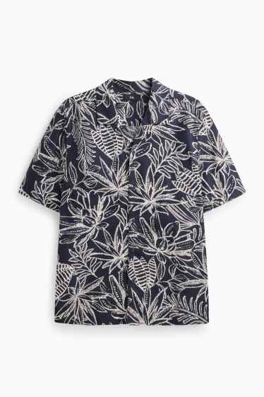 Herren - Hemd - Regular Fit - Reverskragen - gemustert - dunkelblau