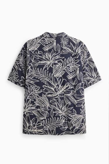 Herren - Hemd - Regular Fit - Reverskragen - gemustert - dunkelblau