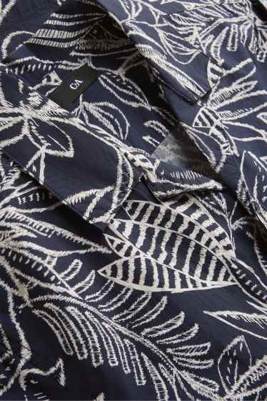 Herren - Hemd - Regular Fit - Reverskragen - gemustert - dunkelblau