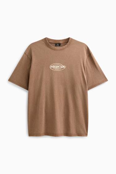 Hommes - T-shirt - relaxed fit - marron