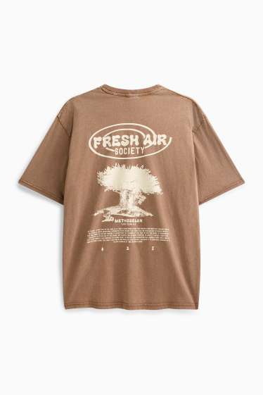 Hommes - T-shirt - relaxed fit - marron