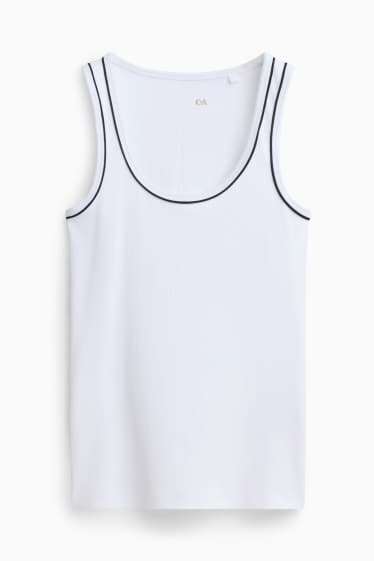 Damen - Top - gerippt - weiß