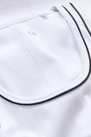Damen - Top - gerippt - weiß