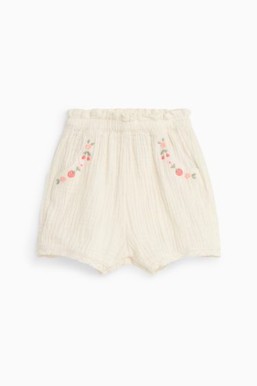 Baby: meisjes - Baby shorts - crèmekleurig