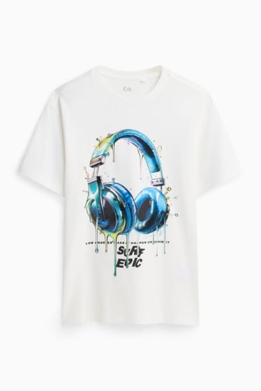 Kinder Jungen - Kopfhörer - Kurzarmshirt - weiss