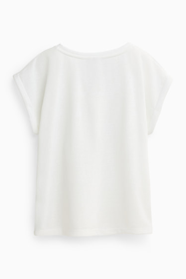 Femmes - T-shirt à col V - relaxed fit - blanc