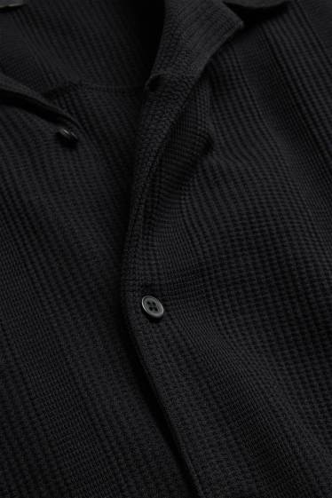 Herren - Hemd - Regular Fit - Reverskragen - strukturiert - schwarz