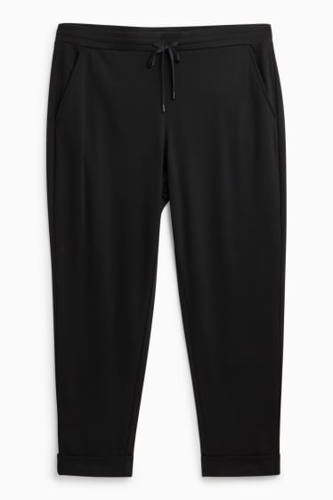 Femmes - Pantalon en toile - mid waist - tapered fit - noir