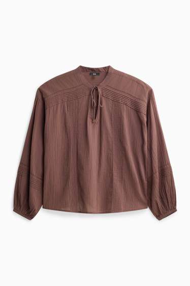 Women - V-neck blouse - brown